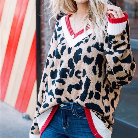 Last!Leopard Contrast Sweater - Picture 2 of 6